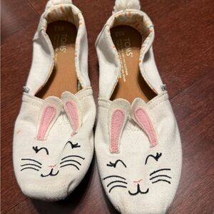 TOMS Cream and Pink Bunny Face Shoes